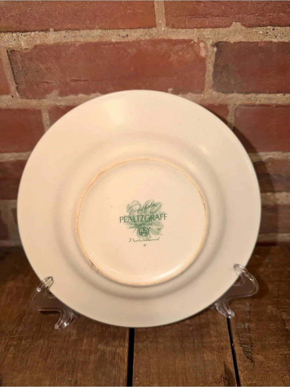 Pfaltzgraff Cream Dinner & Salad Plate Set Green Botanical Accents Set of 2 Vtg